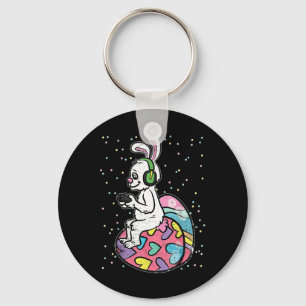 Easter Bunny Rabbit Video Game Player With Control Keychain