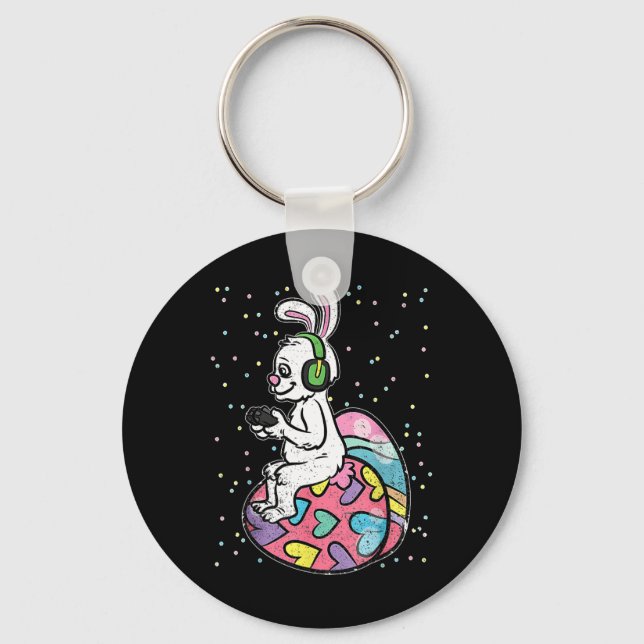Easter Bunny Rabbit Video Game Player With Control Keychain (Front)