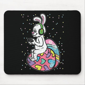Easter Bunny Rabbit Video Game Player With Control Mouse Pad
