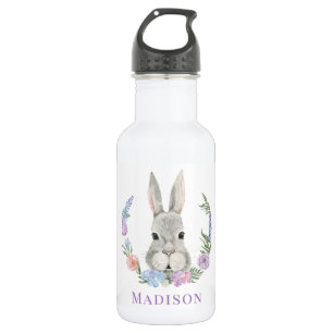 Easter Bunny Rabbit Watercolor Floral Personalized 532 Ml Water Bottle