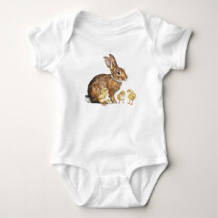 Easter Bunny Rabbit with Easter Chicks  Baby Bodysuit