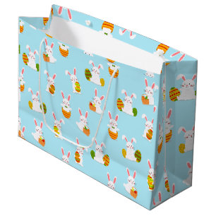 Easter Bunny Rabbits And Chocolate Eggs Large Gift Bag