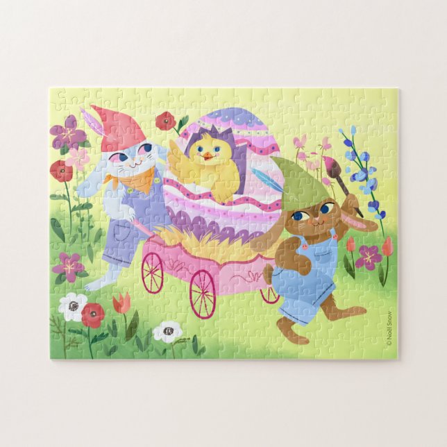 Easter Bunny Rabbits and Easter Egg Chick Jigsaw Puzzle (Horizontal)