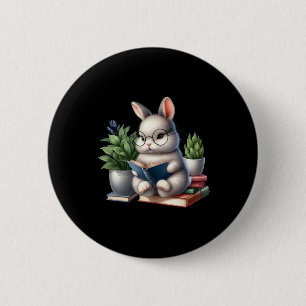 Easter Bunny Reading Cute Bunny Book Lovers Readin 2 Inch Round Button