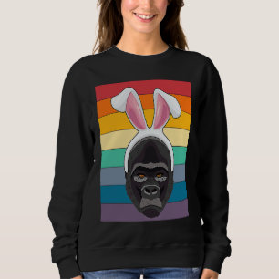 Easter Bunny Retro Vintage Style Monkey Gorilla Wi Sweatshirt
