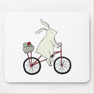 Easter Bunny Riding A Bike Mouse Pad