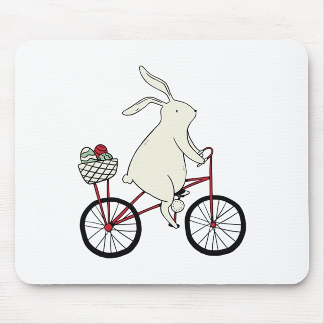 Easter Bunny Riding A Bike  Mouse Pad (Front)