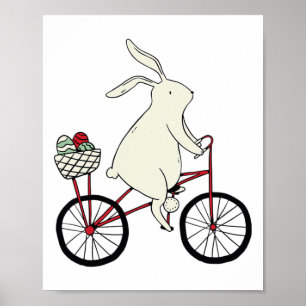 Easter Bunny Riding A Bike Poster