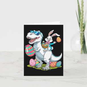 Easter Bunny Riding A T-rex Dinosaur Carrying Colo Card
