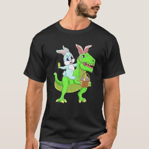 Easter Bunny Riding Dinosaur T Rex Easter Egg Cost T-Shirt