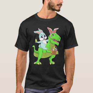 Easter Bunny Riding Dinosaur T Rex Easter Kids Boy T-Shirt