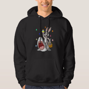 Easter Bunny Riding Shark Funny Eggs Basket Boys G Hoodie