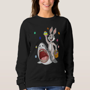 Easter Bunny Riding Shark Funny Eggs Basket Boys G Sweatshirt