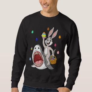 Easter Bunny Riding Shark Funny Eggs Basket Boys G Sweatshirt