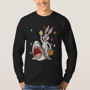 Easter Bunny Riding Shark Funny Eggs Basket Boys G T-Shirt