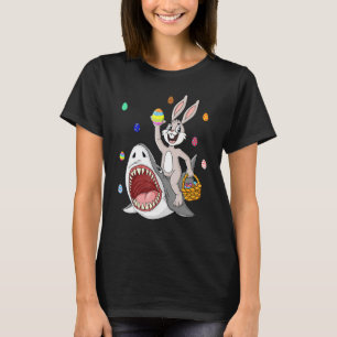 Easter Bunny Riding Shark Funny Eggs Basket Boys G T-Shirt
