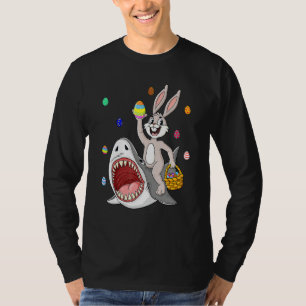 Easter Bunny Riding Shark Funny Eggs Basket Boys G T-Shirt