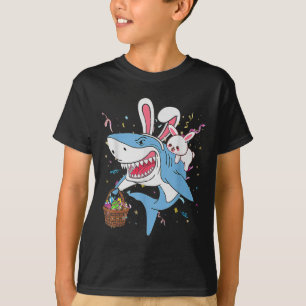 Easter Bunny Riding Shark Funny Eggs Sket Boys Gir T-Shirt