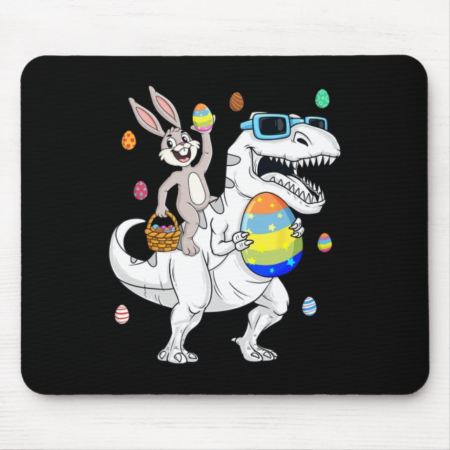 Easter Bunny Riding T Rex Dinosaur Fun Eggs Boys G Mouse Pad (Front)