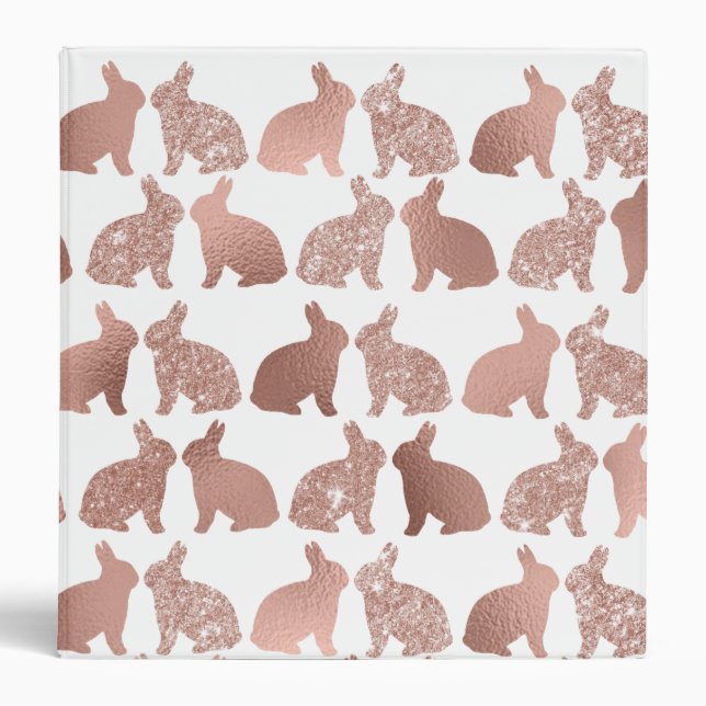 Easter Bunny Rose Gold Foil Glitter Photo Binder (Front)