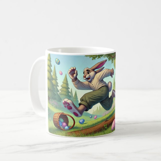 Easter Bunny’s Wild Chase – A Hilarious Egg Hunt Coffee Mug (Front Left)