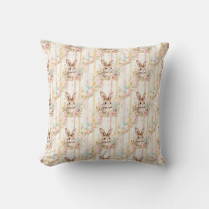 Easter Bunny Seamless Fabric – Pastel Cute Rabbit Throw Pillow