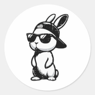 Easter Bunny Sell Cap Sungles Cute Rabbit Boys Kid Classic Round Sticker