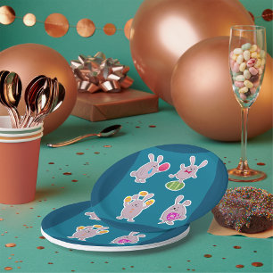 Easter Bunny Set with Colourful Eggs Paper Plate