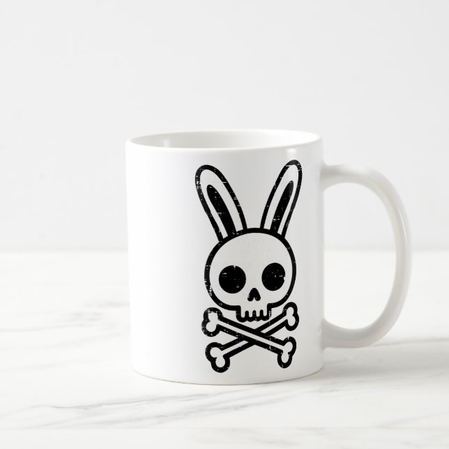 Easter Bunny Skull Cross Bones Rabbit Goth Men Boy Coffee Mug (Right)