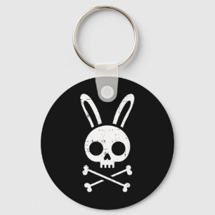 Easter Bunny Skull Cross Bones Rabbit Goth Men Keychain
