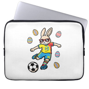 Easter Bunny Soccer Kick Rabbit Football Boys Kids Laptop Sleeve