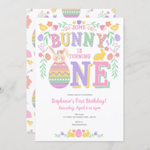 Easter, Bunny, Spring, 1st Birthday Invitation