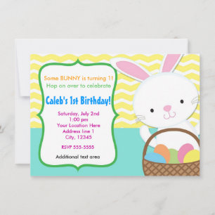 Easter Bunny Spring Chevron Kids Party Invitation