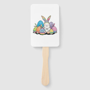 Easter Bunny Spring Cute Gnome Easter Egg Hunting Hand Fan