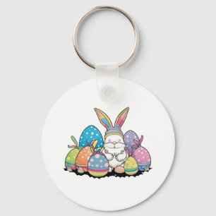 Easter Bunny Spring Cute Gnome Easter Egg Hunting Keychain
