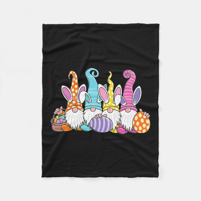 Easter Bunny Spring Gnome Easter Egg Hunting And B Fleece Blanket (Front)