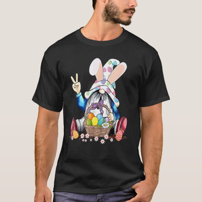 Easter Bunny Spring Gnome Easter Egg Hunting And B T-Shirt (Front)