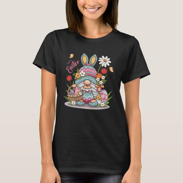 Easter Bunny Spring Gnome Easter Egg Hunting And B T-Shirt (Front)