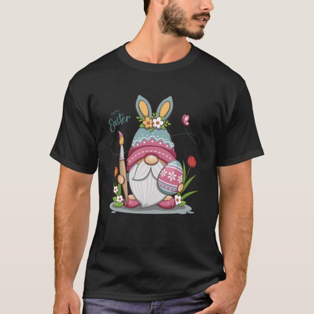 Easter Bunny Spring Gnome Easter Egg Hunting And B T-Shirt (Front)