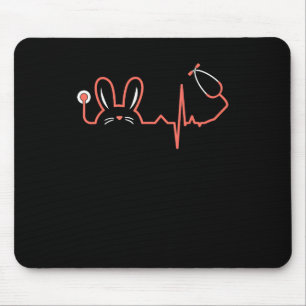 Easter Bunny Stethoscope Nurse Doctor Rabbit Scrub Mouse Pad