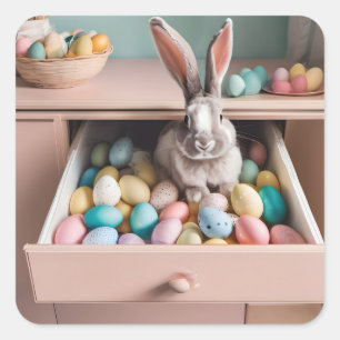 Easter Bunny Surprise Square Sticker