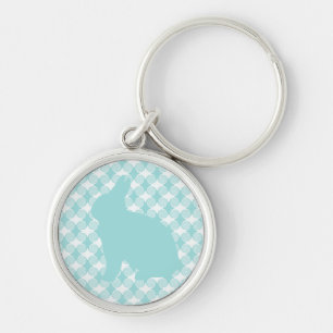 Easter Bunny Swirls Keychain, Light Blue Keychain
