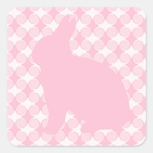 Easter Bunny Swirls Square Stickers, Light Pink Sticker