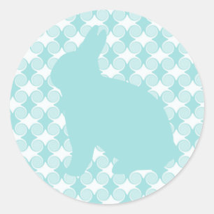 Easter Bunny Swirls Stickers, Light Blue Classic Round Sticker