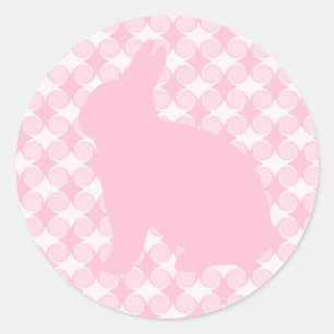 Easter Bunny Swirls Stickers, Light Pink Classic Round Sticker