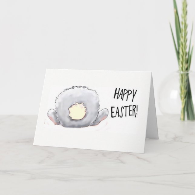 "EASTER BUNNY TAIL CARTOON" SAYS HIPPITY HOPPITY HOLIDAY CARD (Front)