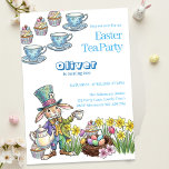 Easter Bunny Tea Party Any Age Childrens Birthday  Invitation<br><div class="desc">Hop on over for a delightful Easter Tea Party with this whimsical invitation! Featuring a charming illustration of the Easter bunny at a Mad Hatter / March Hare style tea party. The design includes playful cupcakes, colorful Easter eggs nestled in a bird's nest, and blooming spring flowers, all set against...</div>