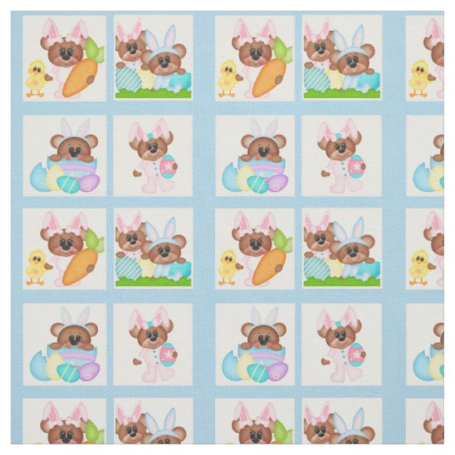 Easter Bunny Teddy Bear Easter Pattern 8 Fabric (Swatch)