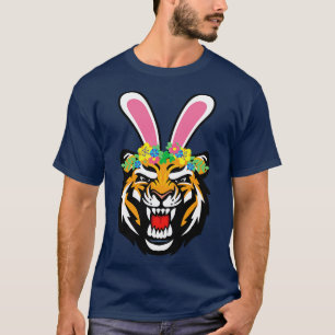 Easter bunny tiger with flowers T-Shirt
