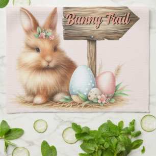 Easter Bunny Trail Kitchen Towel